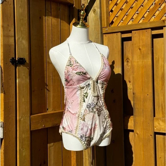 🆕 ZIMMERMANN 🧿 NWT Waverly Keyhole Crochet One Piece Swimsuit, Pink - Sz 3 - 8 - Picture 7 of 16